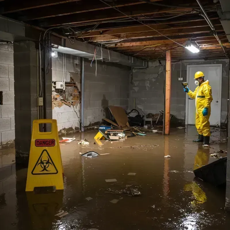 Flooded Basement Electrical Hazard in Johnson County, IL Property